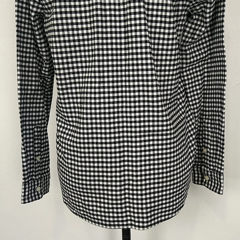 J.Crew Mercantile Popover Top Women XS Black White Gingham Zip Plaid Shirt